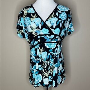 Tomorrow’s Mother womens maternity short sleeve floral stretch blouse size XL.